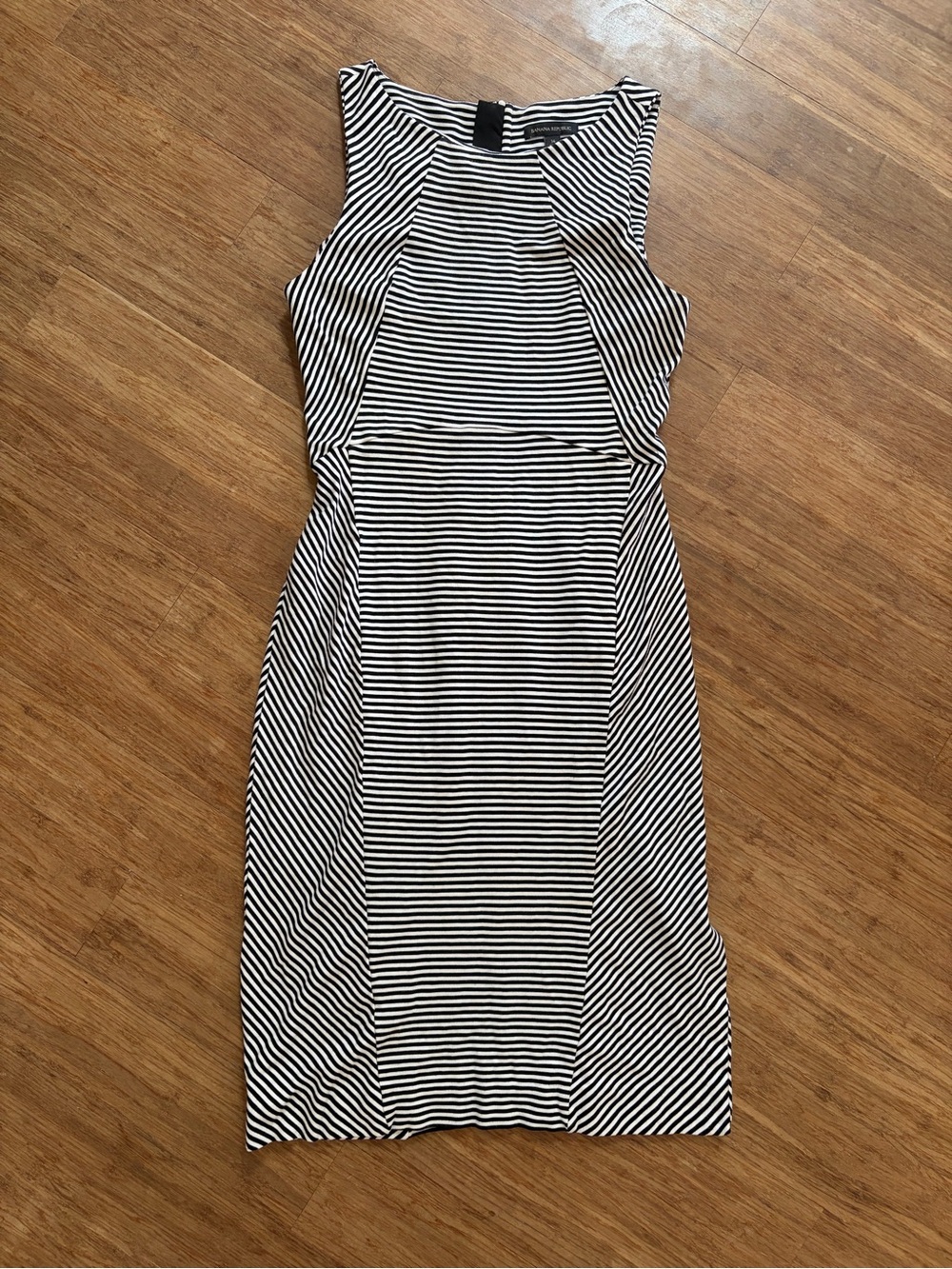 Banana Republic Striped Ponte Sheath Dress Exposed Zipper Size 14